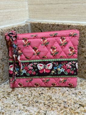 Vera Bradley Pink Quilted Floral & Butterfly Pouch